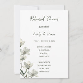 Dark Sage Green Botanical Wedding Kaart
