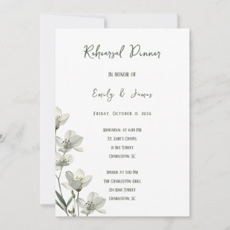 Dark Sage Green Botanical Wedding Kaart