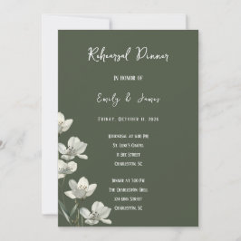 Dark Sage Green Botanical Wedding Kaart