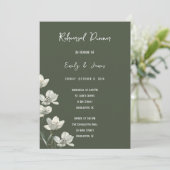 Dark Sage Green Botanical Wedding Kaart (Staand voorkant)