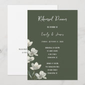 Dark Sage Green Botanical Wedding Kaart (Voorkant / Achterkant)