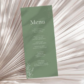Dark Sage Green Botanical Wedding Menu