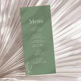 Dark Sage Green Botanical Wedding Menu