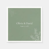 Dark Sage Green Botanical Wedding Napkin Servet (Voorkant)