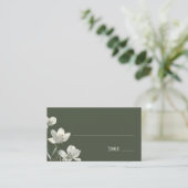 Dark Sage Green Botanical Wedding Plaatskaartje (Staand voorkant)