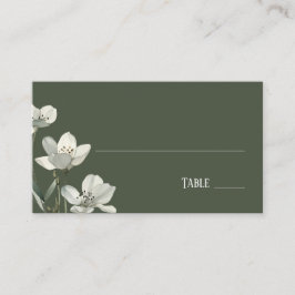 Dark Sage Green Botanical Wedding Plaatskaartje