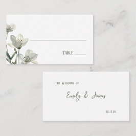 Dark Sage Green Botanical Wedding Plaatskaartje