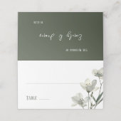 Dark Sage Green Botanical Wedding Plaatskaartje (Buitenkant ongevouwen)