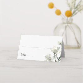 Dark Sage Green Botanical Wedding Plaatskaartje