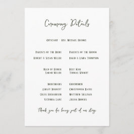 Dark Sage Green Botanical Wedding Programmakaart
