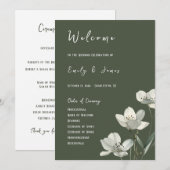 Dark Sage Green Botanical Wedding Programmakaart (Voorkant / Achterkant)
