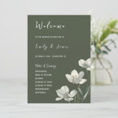 Dark Sage Green Botanical Wedding Programmakaart (Staand voorkant)
