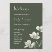 Dark Sage Green Botanical Wedding Programmakaart (Voorkant)
