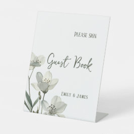 Dark Sage Green Botanical Wedding Reclamebord Met Voetstuk