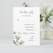 Dark Sage Green Botanical Wedding RSVP Kaartje (Staand voorkant)