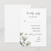 Dark Sage Green Botanical Wedding RSVP Kaartje (Voorkant / Achterkant)