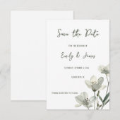 Dark Sage Green Botanical Wedding Save The Date (Voorkant / Achterkant)