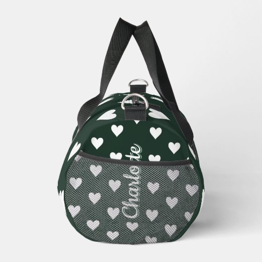 Dark Sage Green Hearts Personalized Name Plunjezak (Rechts)