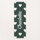 Dark Sage Green Hearts Personalized Name Yogamat (Voorkant)