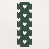 Dark Sage Green Hearts Personalized Name Yogamat (Achterkant)