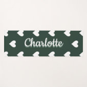 Dark Sage Green Hearts Personalized Name Yogamat (Voorkant (horizontaal))