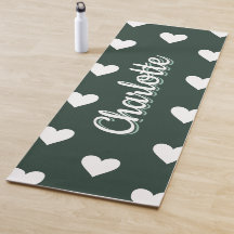 Dark Sage Green Hearts Personalized Name