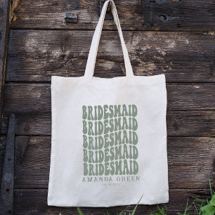 Dark Sage Green Retro Specialized Bachelorette Tote Bag