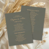 Dark Sage Green Wedding Program Bruidsfeest Programmakaart