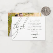 Dark Sage Minimalist Fotobruiloft Bedankt Card Notitiekaartje (Voorkant / Achterkant in situ)