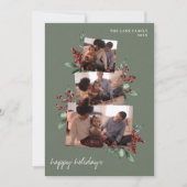 Dark Sage Photo Collage met bessen en groen Feestdagenkaart (Voorkant)