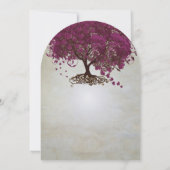 Dark Sangria Heart Leaf Tree Wedding Invites Kaart (Achterkant)