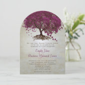 Dark Sangria Heart Leaf Tree Wedding Invites Kaart (Staand voorkant)
