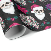 Dark Santa Hat Skeleton kerstcadeautje Cadeaupapier (Rol Hoek)