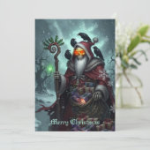Dark Santa of Shadows – Gothic Christmas Skeleton Feestdagenkaart (Staand voorkant)