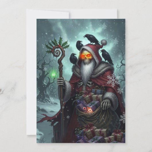 Dark Santa of Shadows – Gothic Christmas Skeleton Kaart (Achterkant)
