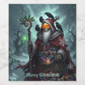 Dark Santa of Shadows – Gothic Christmas Skeleton  Wijn Etiket (Enkel label)