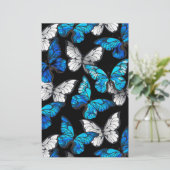 Dark Seamless Pattern with Blue Butterflies Morpho Briefpapier (Staand voorkant)