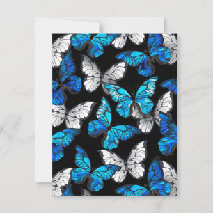 Dark Seamless Pattern with Blue Butterflies Morpho Kaart