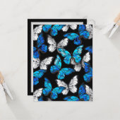 Dark Seamless Pattern with Blue Butterflies Morpho Kaart (Voorkant / Achterkant in situ)