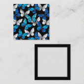 Dark Seamless Pattern with Blue Butterflies Morpho Kortingskaartje (Voorkant / Achterkant)