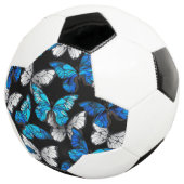 Dark Seamless Pattern with Blue Butterflies Morpho Voetbal (Drie kwart)