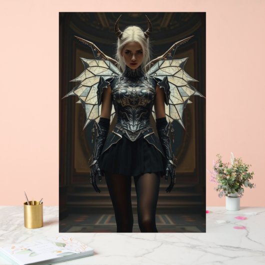 Dark Seraphim Queen – Fantasy Gothic Warrior Angel Acryl Bord (Huwelijk)