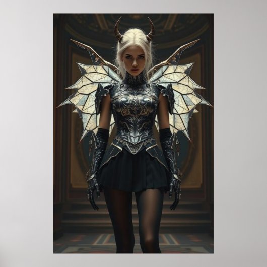 Dark Seraphim Queen – Fantasy Gothic Warrior Angel Poster (Voorkant)
