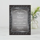 Dark Silver Grunge Metal Wedding Kaart (Staand voorkant)