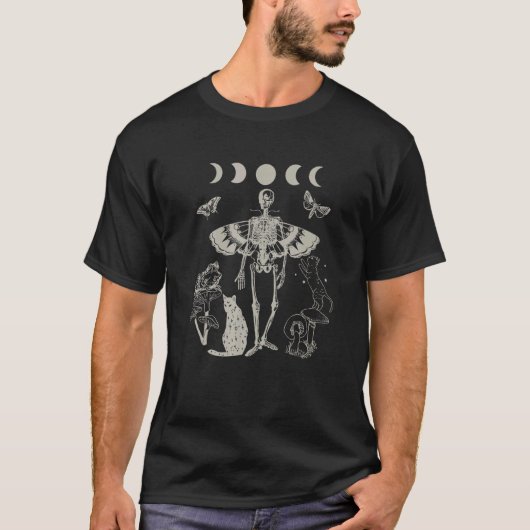 Dark Skeleton Fairy Grunge Aesthetic Butterfly Cat T-shirt (Voorkant)