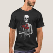Dark Skeleton with Red Roses Bouquet Gothic Aesthe T-shirt (Voorkant)