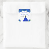 Dark Skin Princess Blue Floral Birthday Party Vierkante Sticker (Tas)