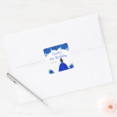 Dark Skin Princess Blue Floral Birthday Party Vierkante Sticker (Envelop)