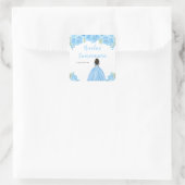 Dark Skin Princess Blue Floral Quinceanera Vierkante Sticker (Tas)