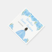 Dark Skin Princess Blue Floral Sweet Sixteen Servet (Hoek)